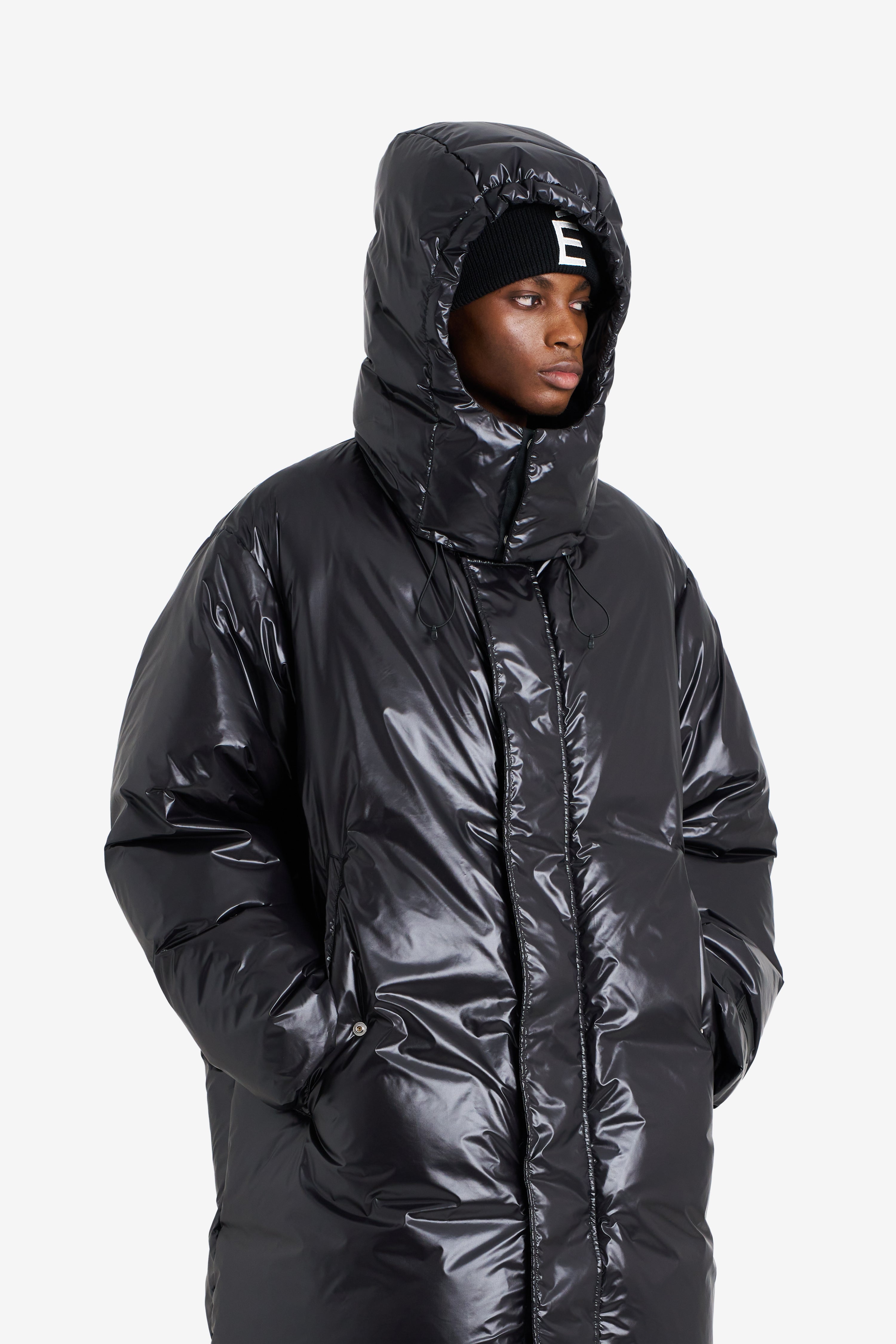 Shiny black parka online